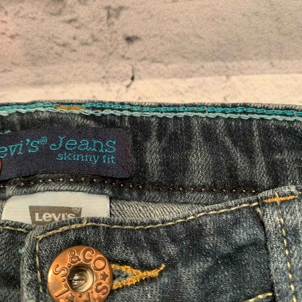 LEVI’S Girls Skinny Fit Jeans With Adjustable Waistband - Dark Wash / Size: 8R